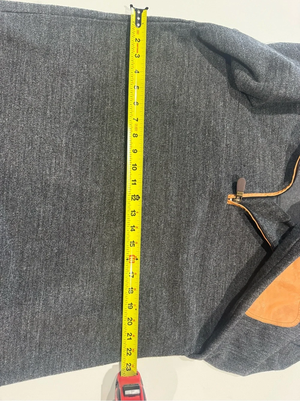 Orvis Men's Charcoal Half-Zip Sweater with Tan Elbow Patches Large